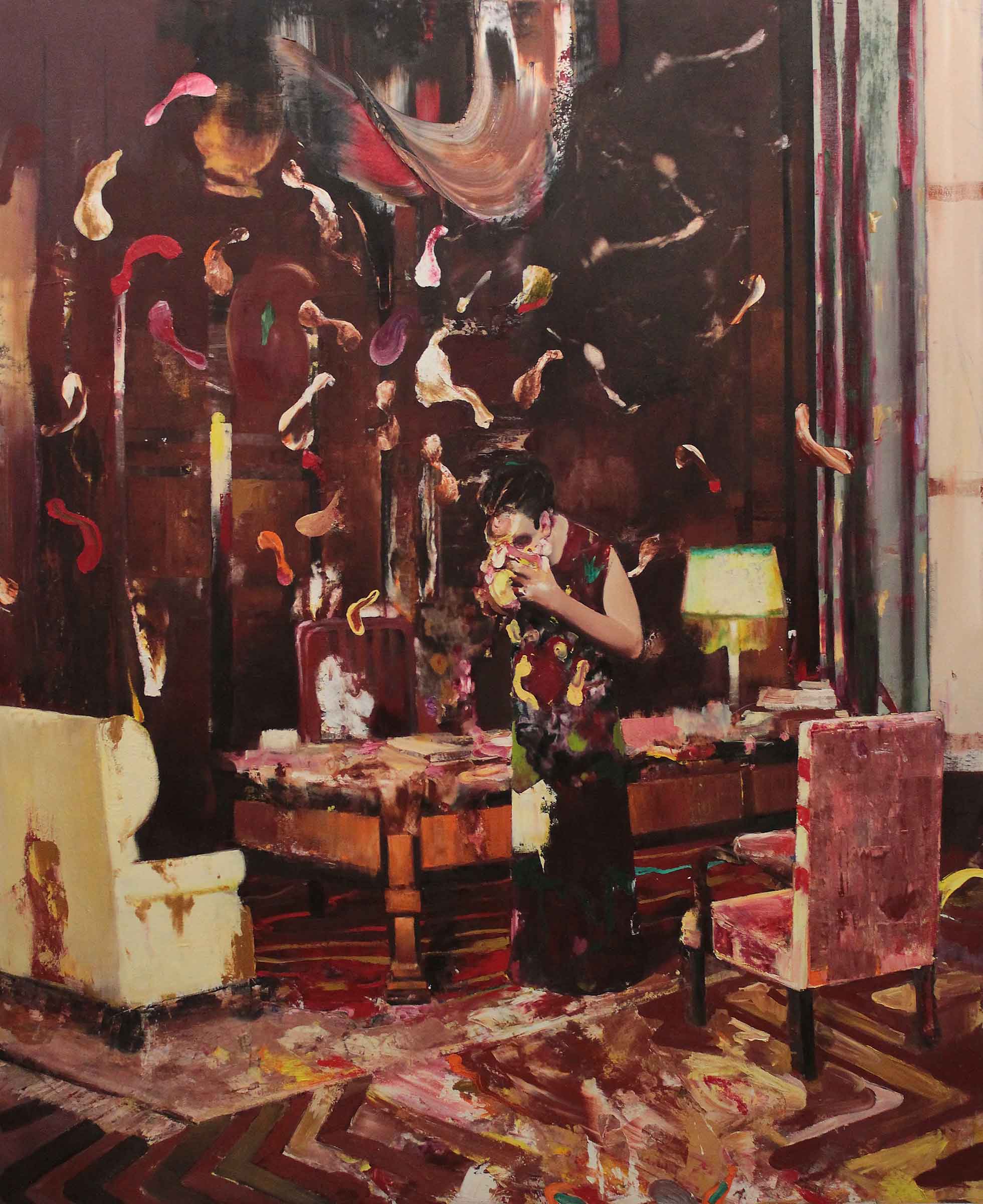 4Ghenie,-Pie-Fight-Interior-11,-2014,-Öl-auf-Leinwand